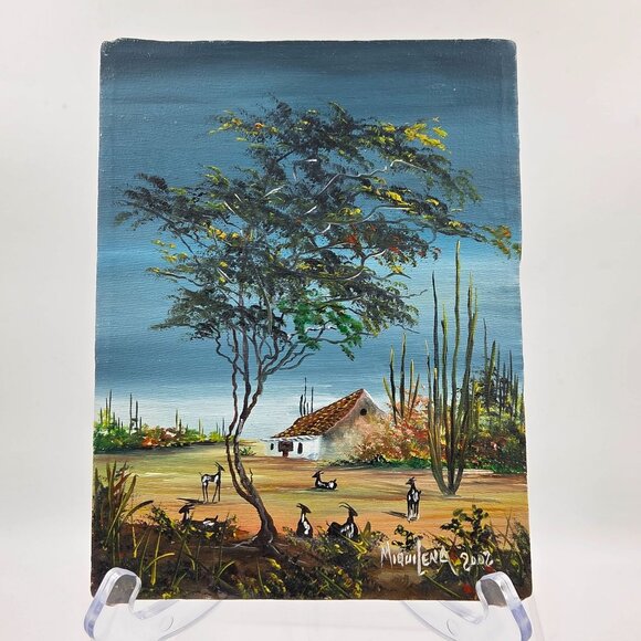 Arist Signed Miquilena Other - South American Painting Arist Signed Miquilena Original Set of 2